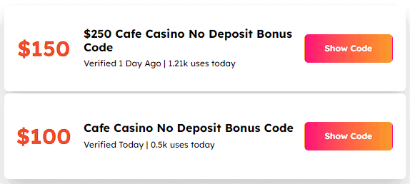 cafe casino no deposit bonus codes